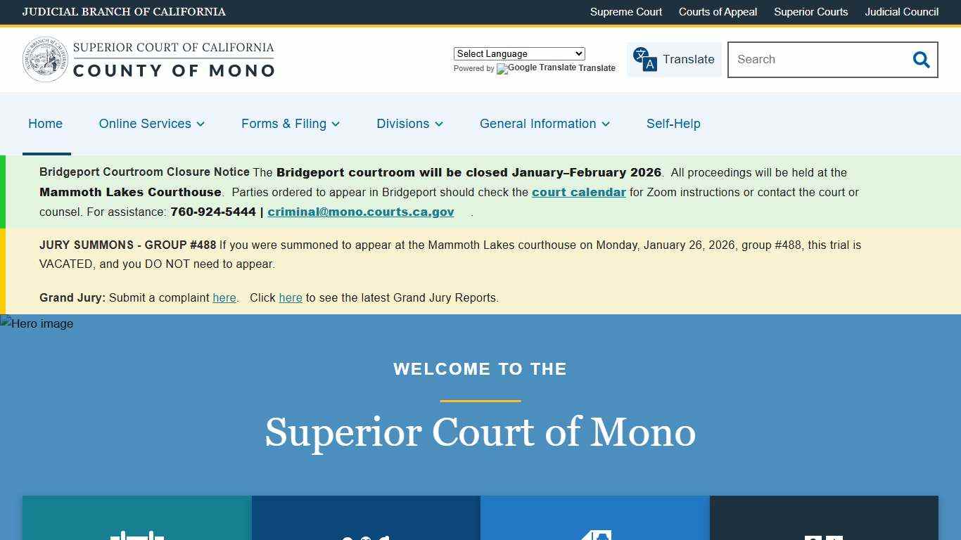 Home Superior Court of California County of Mono`