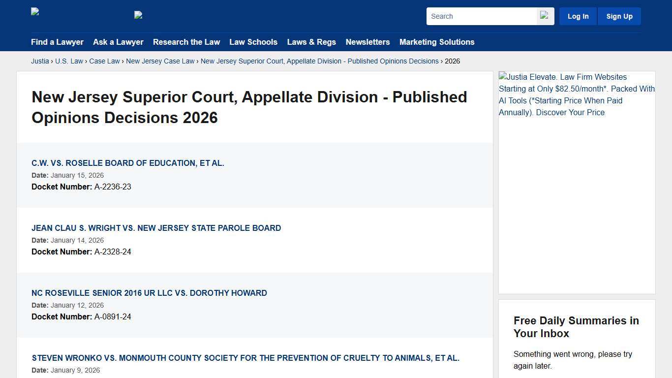 2026 :: New Jersey Superior Court, Appellate Division - Published Opinions Decisions :: New Jersey Case Law :: New Jersey Law :: U.S. Law :: Justia